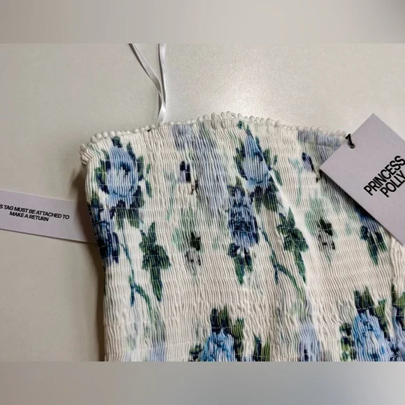 Sunkiss Frill Mini Dress – White/Blue, Size 0 (NWT) - Picture 3 of 6